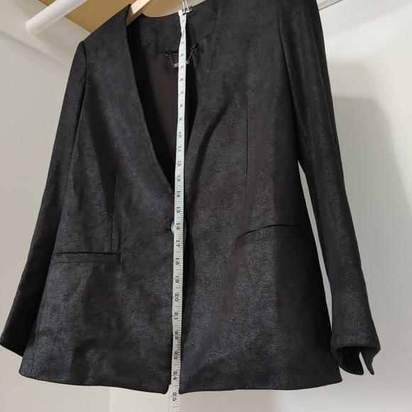 CAPULET | Womens Black Faux Leather Blazer Jacket - Picture 8 of 9